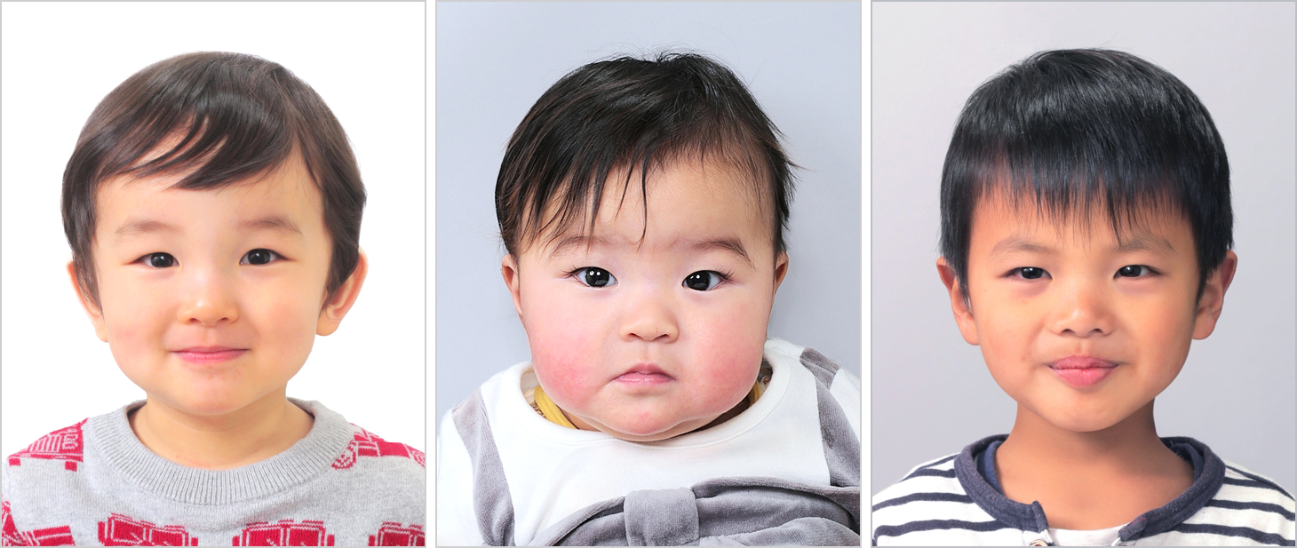 赤ちゃんと子供の証明写真の撮影例